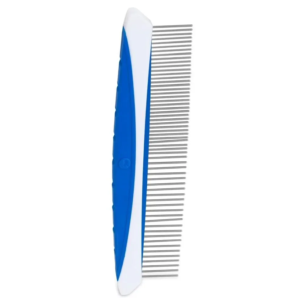 JW Pet Company 8-Inch Gripsoft Rotating Comfort Comb, Dog Fine and Coarse blue